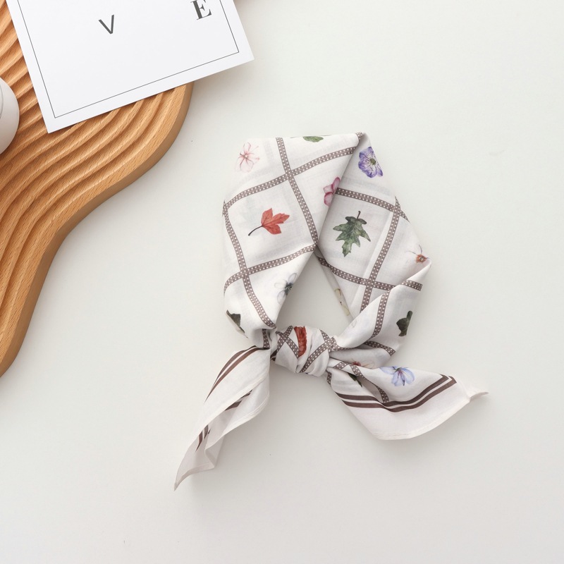 Silk Scarf Square - 100% Cotton Printed Versatile Simple Hand