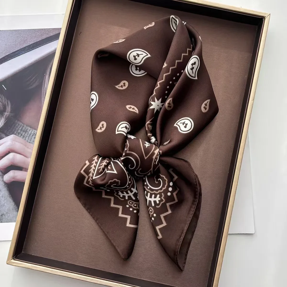 Silk Scarf Square - 1pcs Paisley Printed Square Scarf For
