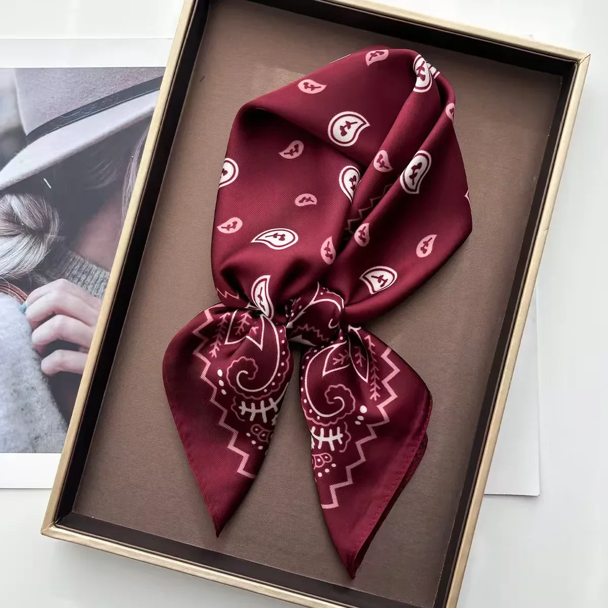 1pcs Paisley Printed Square Sc - Silk Scarf Square review and price