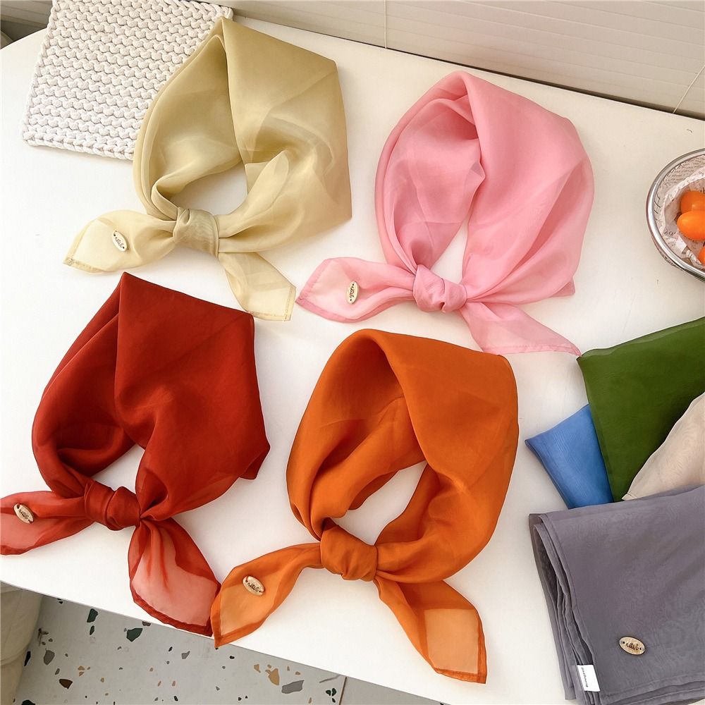 Retro Solid Color Small Square - Silk Scarf Square review and price